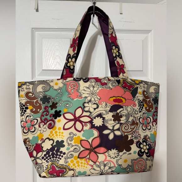 Handbags - Floral Patterned Tote Bag - Multicolor